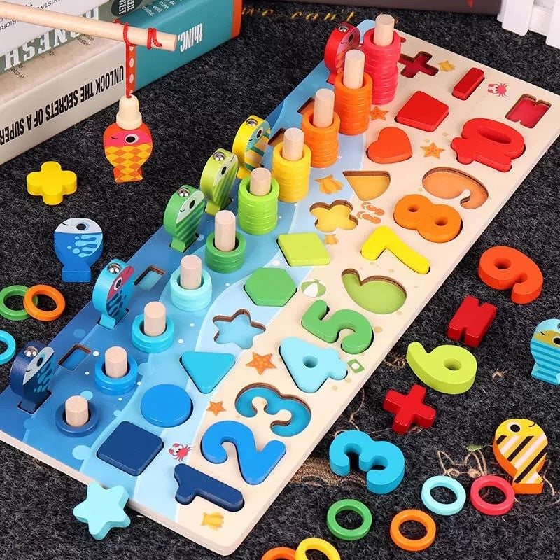 Montessori Wooden Math Puzzle in use