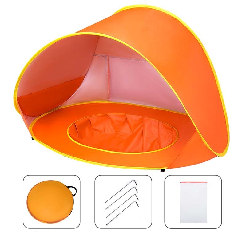 Ocean Pool Tent for Babies Orange with accessories