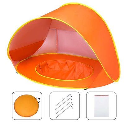 Ocean Pool Tent for Babies Orange with accessories