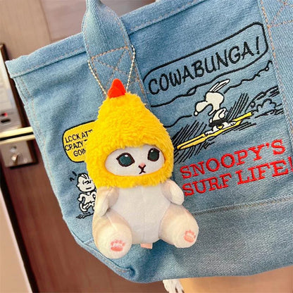 Fried Shrimp & Shark Cat Doll Keychain